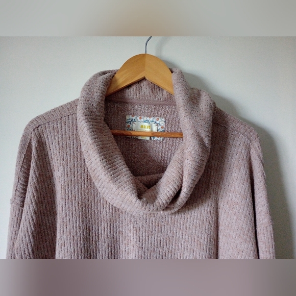 Maeve Anthropologie Heather Pink Cowl Neck Sweater Size Medium - Picture 5 of 10